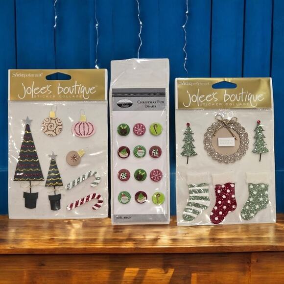 Jolee's Stickers Christmas Decorations Season Greetings Christmas Fun Noel Brads - Picture 1 of 9